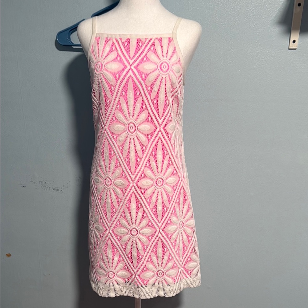 Lilly Pulitzer Pink and White Lace Dress